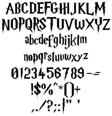 harry potter font alphabet